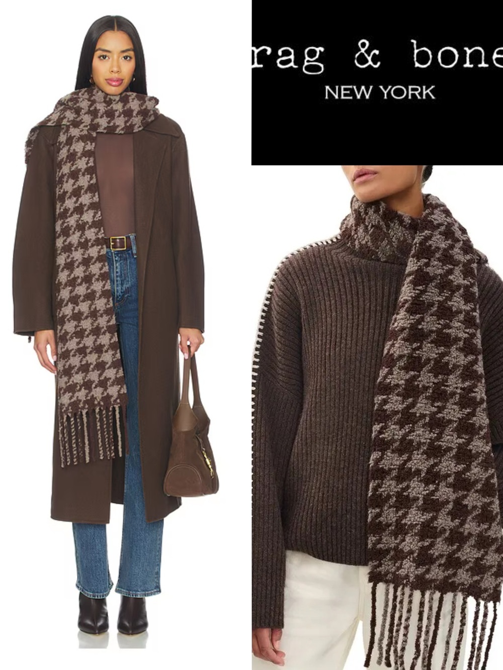 Rag &Bone Nora Houndstooth Scarf alpaca blend super soft